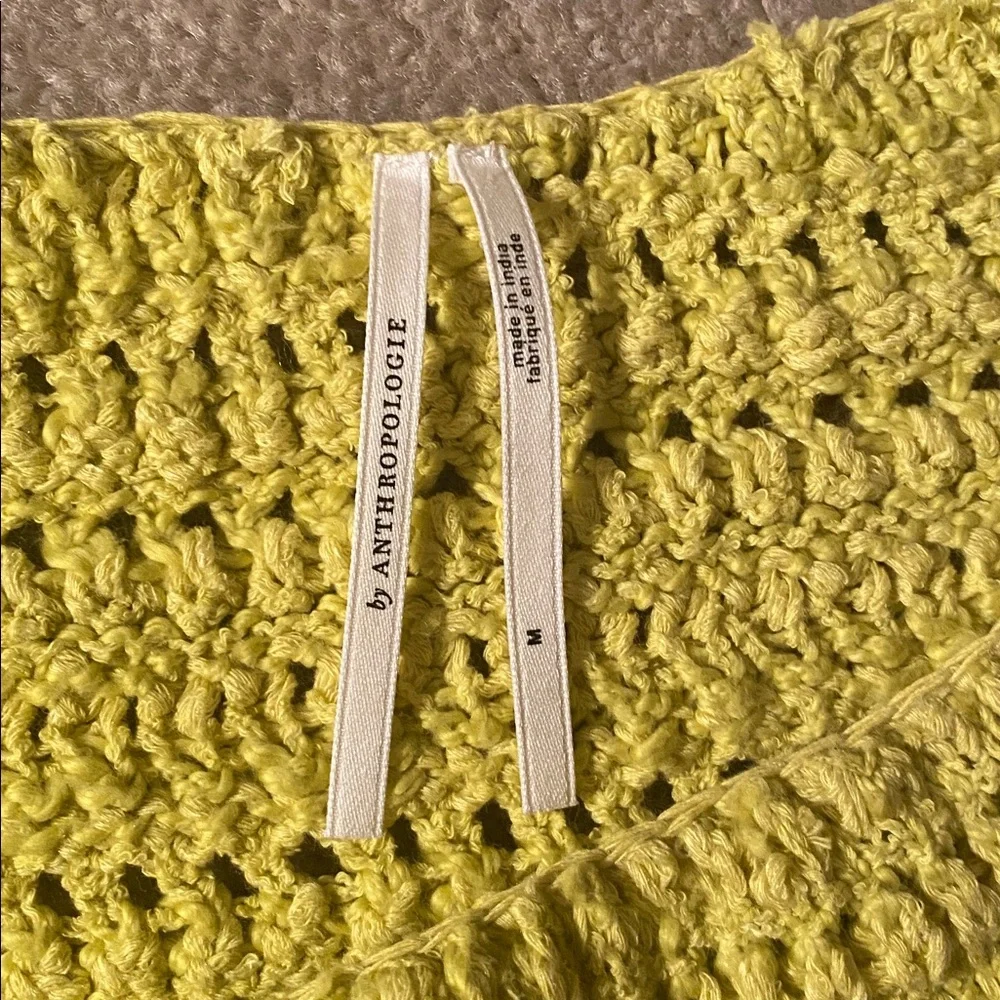 Anthropologie size small lime green cable knit sweater - Picture 6 of 9